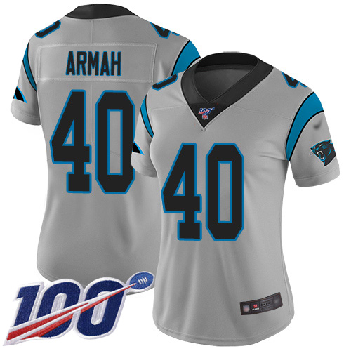 Carolina Panthers Limited Silver Women Alex Armah Jersey NFL Football #40 100th Season Inverted Legend->women nfl jersey->Women Jersey